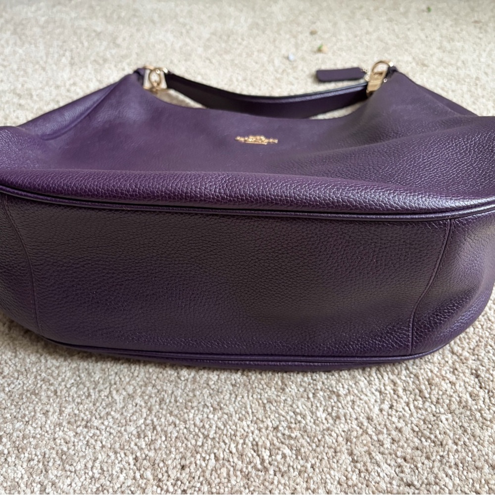 Coach Plum Leather Hobo Bag with Gold Details - Picture 5 of 5